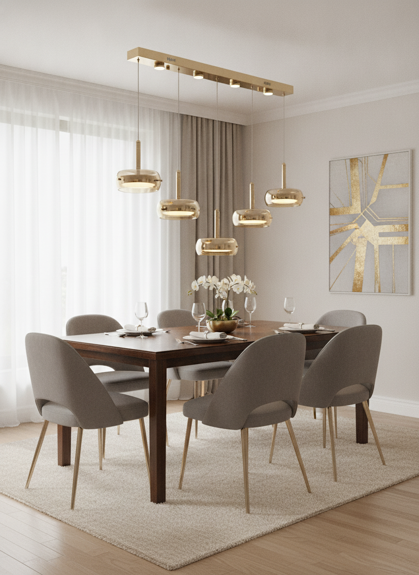 Avelora 5'li Yemek Masası Avizesi Amber