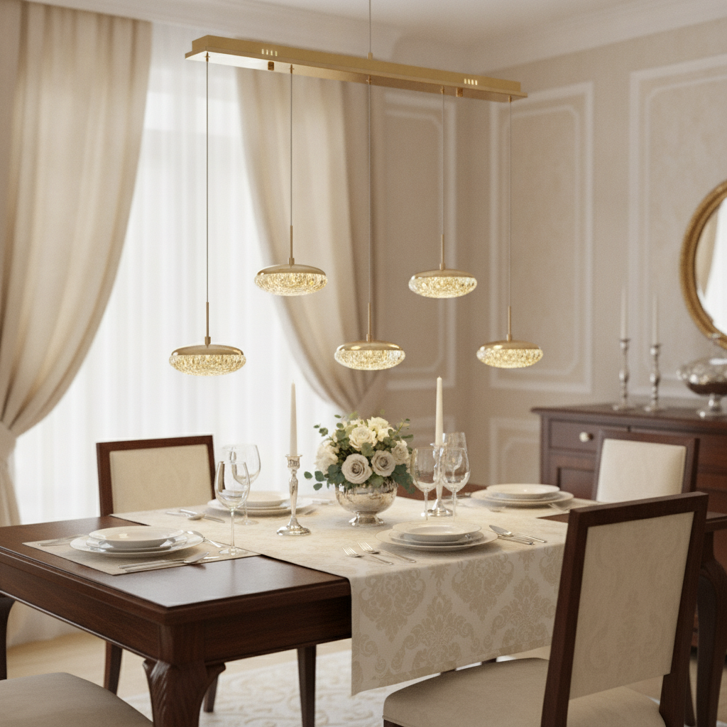 Avenelle 8'li Yemek Masası Avizesi Gold