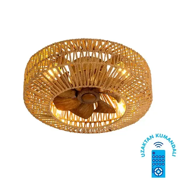 Vanti Kcf301 15W 20” Hasır Tavan Vantilatörü 4 Adet G45 Rustik Ampül Dahil