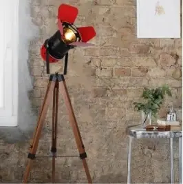 Retro Tripot Başlıklı Ayaklı Lambader - Kırmızı