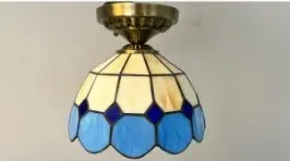 Tavan Vitray Eskitme Avize 25Cm (10'') - Mavi