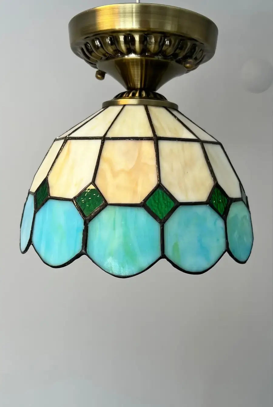 Tavan Vitray Eskitme Avize 25Cm (10'') - Yeşil