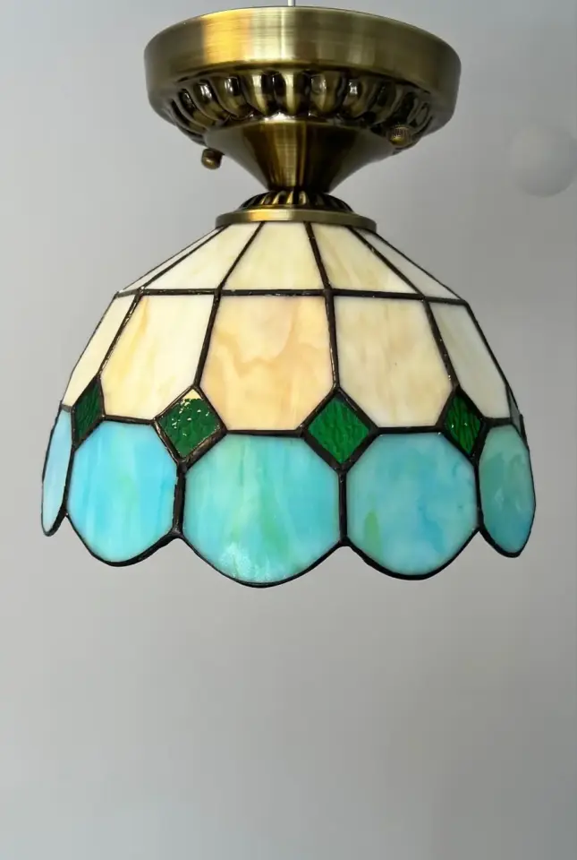 Tavan Vitray Eskitme Avize 25Cm (10'') - Yeşil