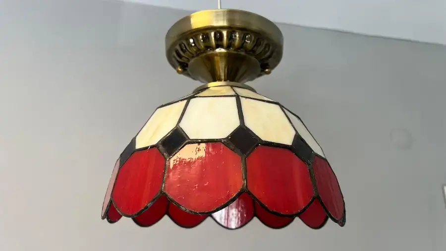 Tavan Vitray Eskitme Avize 25Cm (10'') - Kırmızı