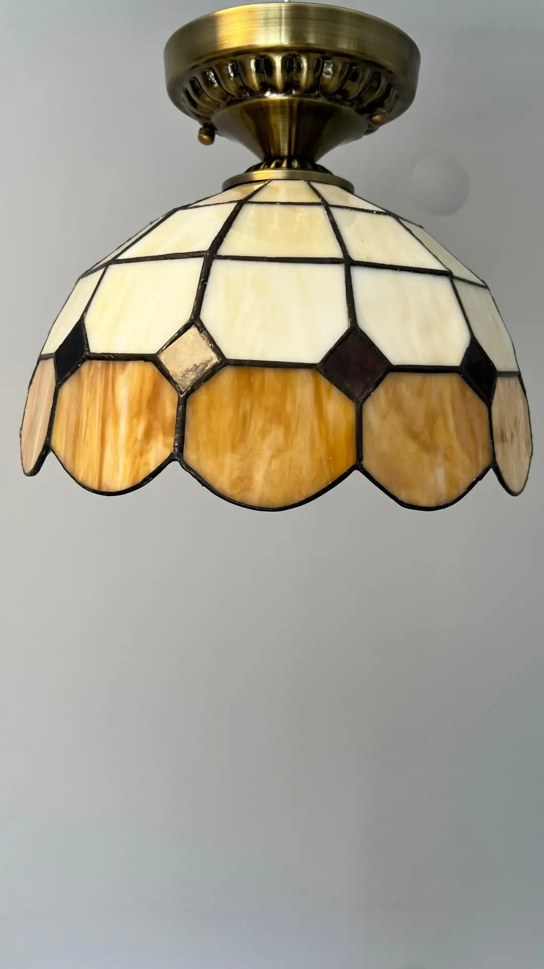Tavan Vitray Eskitme Avize 30Cm (12'') - Kahverengi
