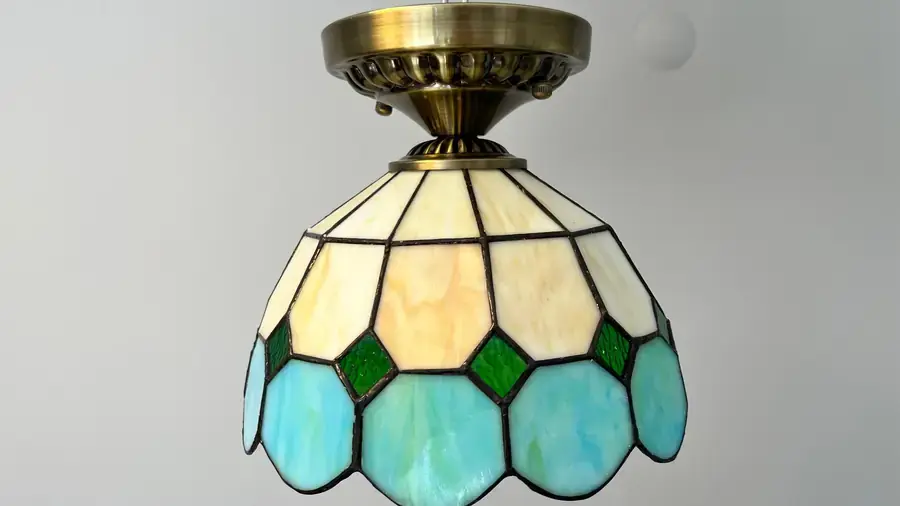 Tavan Vitray Eskitme Avize 30Cm (12'') - Yeşil