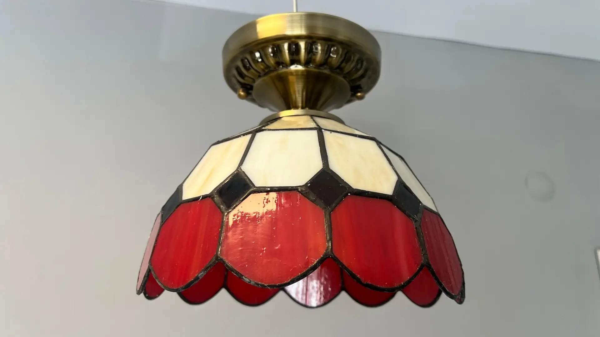 Tavan Vitray Eskitme Avize 30Cm (12'') - Kırmızı