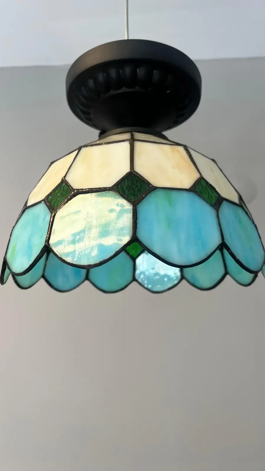 Tavan Vitray Avize 25Cm (10'') - Yeşil