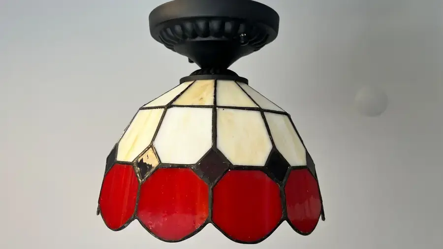 Tavan Vitray Avize 25Cm (10'') - Kırmızı