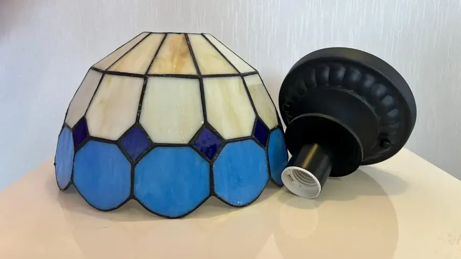 Tavan Vitray Avize 25Cm (10'') - Mavi