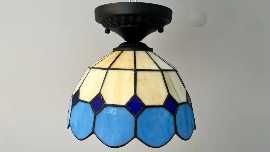 Tavan Vitray Avize 25Cm (10'') - Mavi
