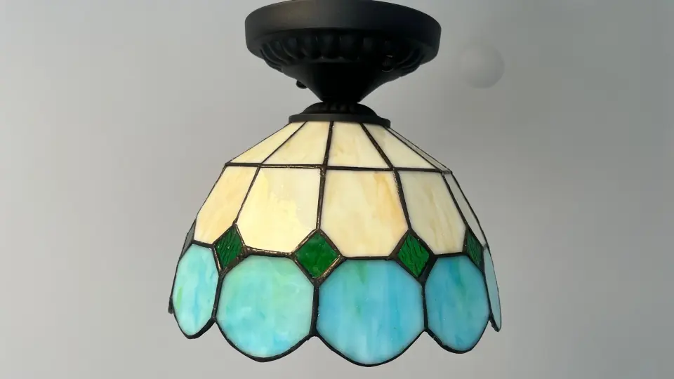 Tavan Vitray Avize 30Cm (12'') - Yeşil