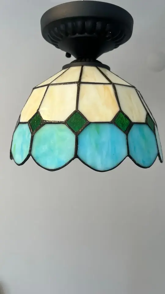 Tavan Vitray Avize 30Cm (12'') - Yeşil