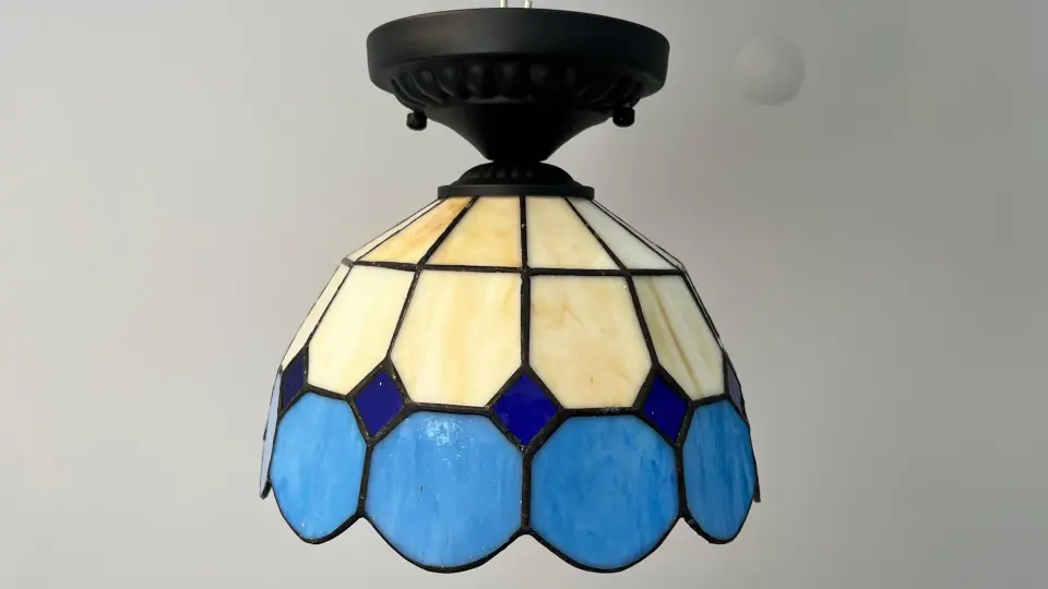 Tavan Vitray Avize 30Cm (12'') - Mavi