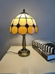 Vitray Abajur Masa Lambası Eskitme Ayak 25Cm (10'') - Kahverengi