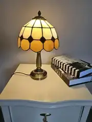 Vitray Abajur Masa Lambası Eskitme Ayak 25Cm (10'') - Kahverengi