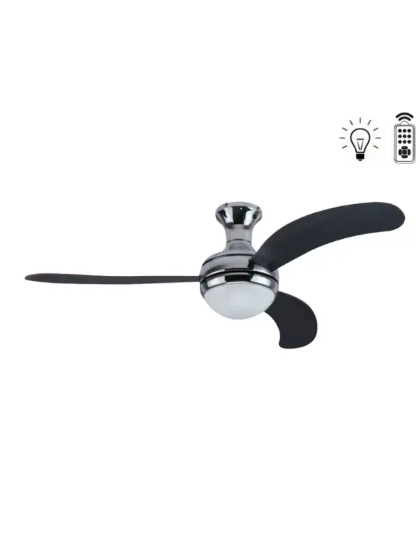 Taflan - Kaşkar D48045 60W Işıklı Metalik Krom Gövde Kumandalı Tavan Vantilatörü