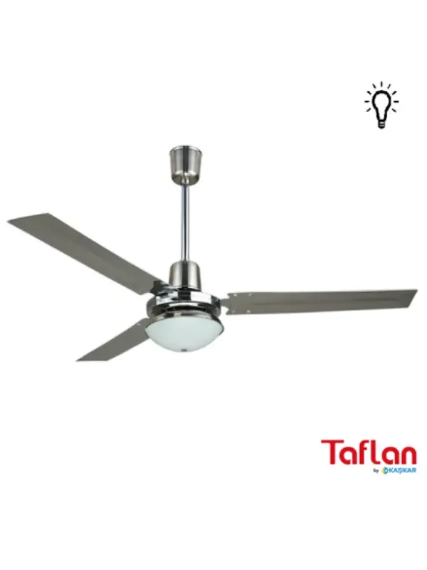 Taflan - Kaşkar K48010 Krom Gövde Lambalı Tavan Vantilatörü