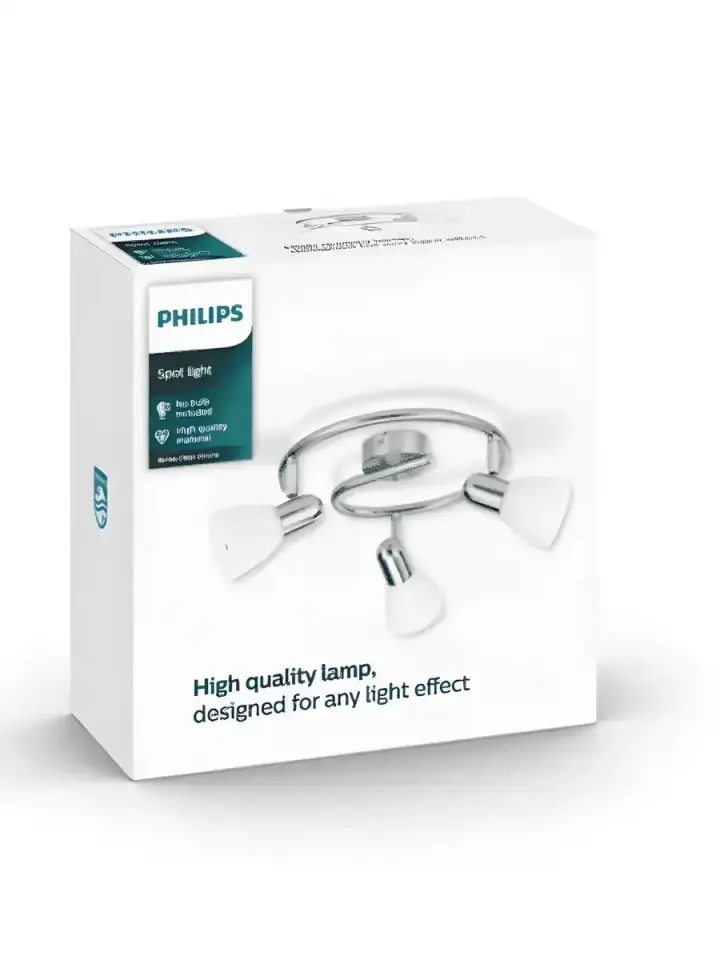 Philips Burlap Tavan / Duvar Nikel Sıva Üstü Spot 3'Lü (3 Adet E14 Led Ampul Hediye)
