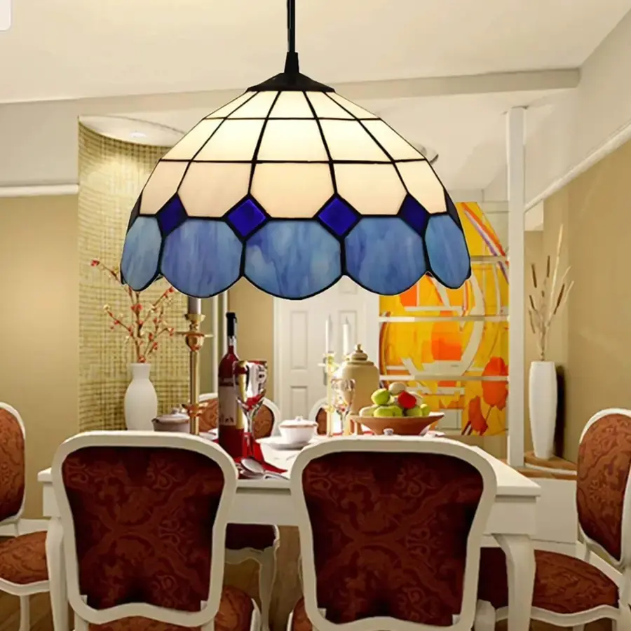 Vitray Sarkıt Avize 25Cm (10'') - Mavi