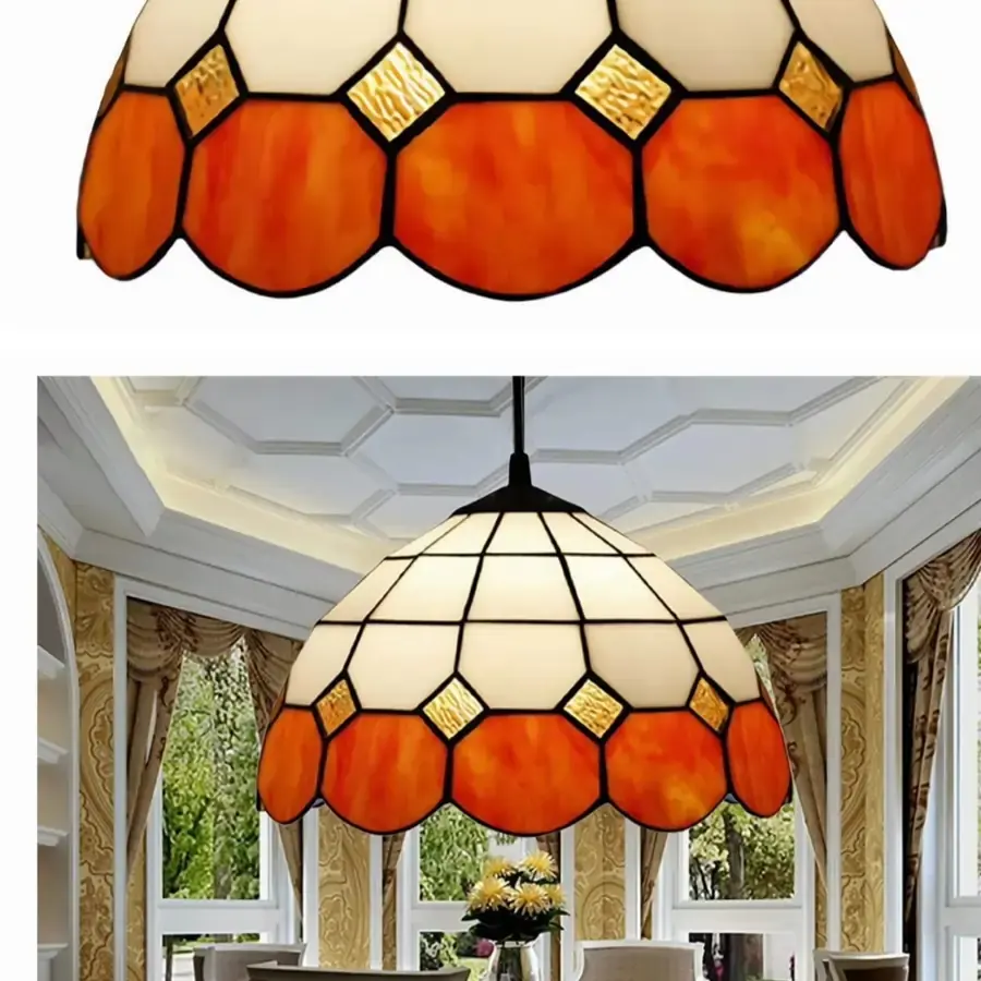 Vitray Sarkıt Avize 25Cm (10'') - Kırmızı