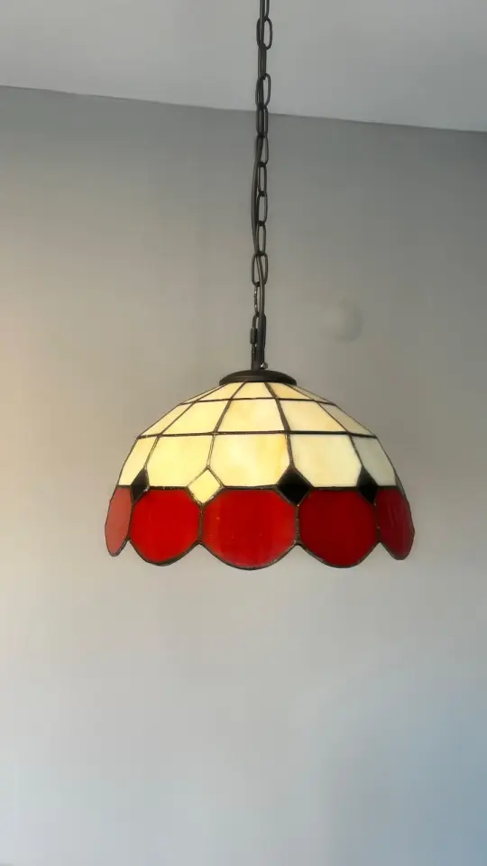 Vitray Sarkıt Avize 25Cm (10'') - Kırmızı